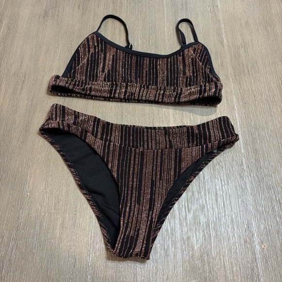 Black and Copper Striped Bikini - Picture 4 of 5